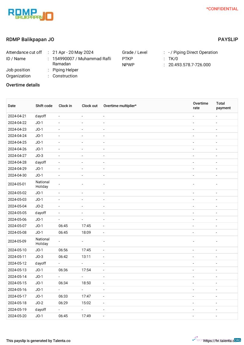 Download RDMP Balikpapan JO construction company payslip template in Word and PDF formats.pdf, 3 Photoshop template